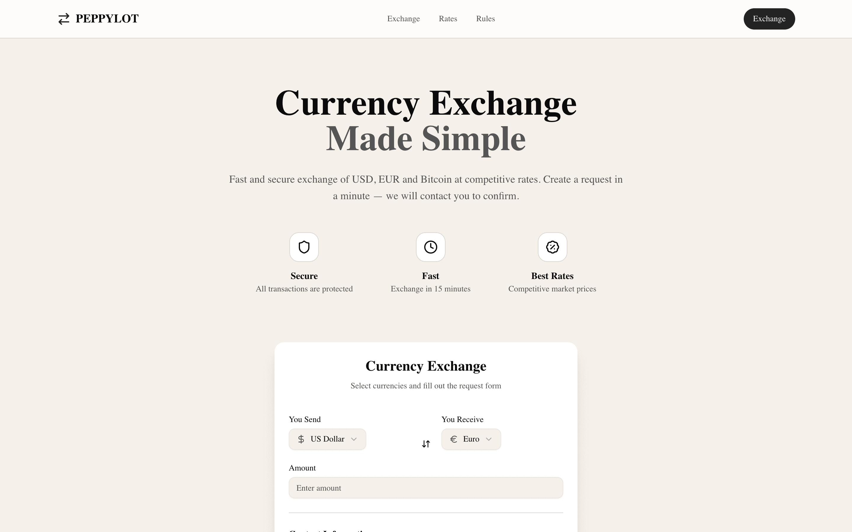 PEPPYLOT — шаблон платформы обмена валют