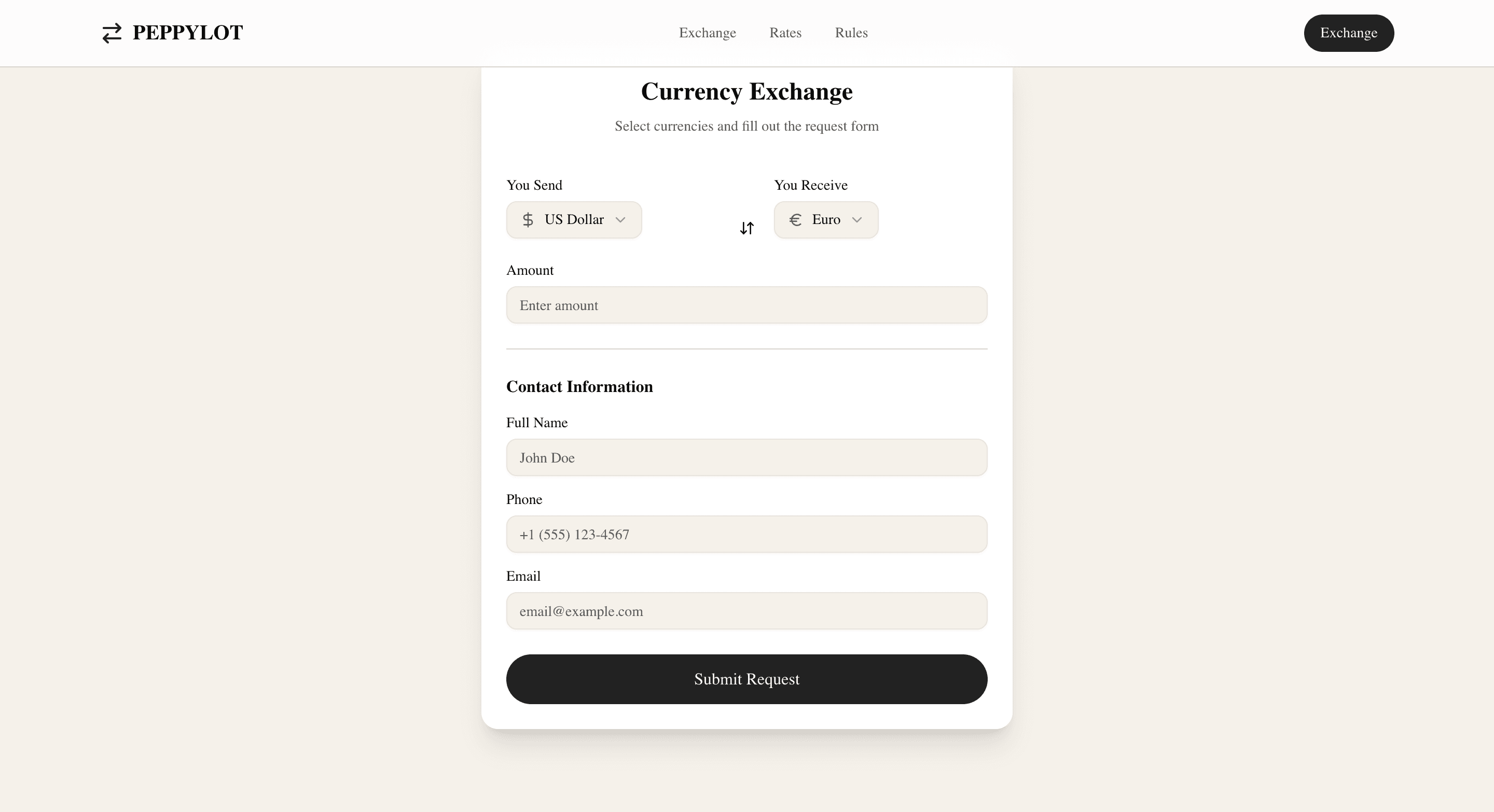 PEPPYLOT — шаблон платформы обмена валют — 2