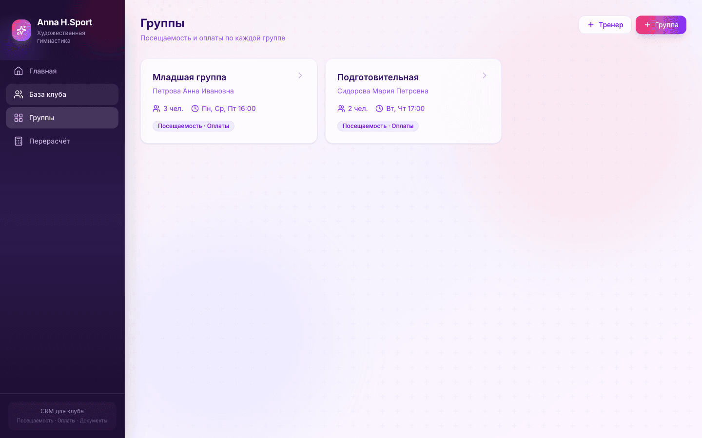 Anna H.Sport — CRM клуба художественной гимнастики — 7