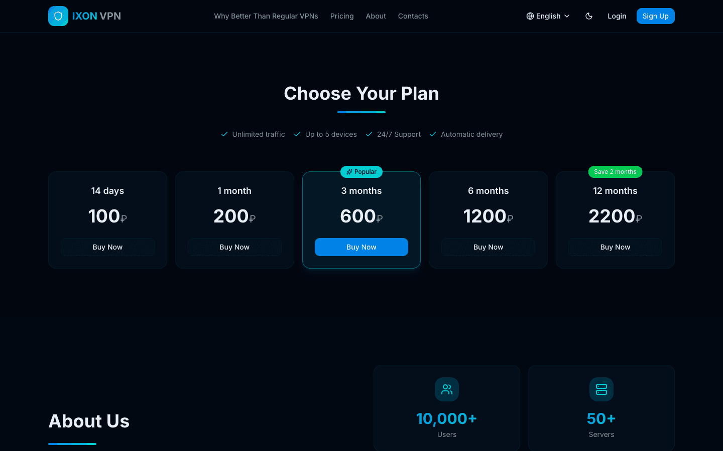 IXON VPN — лендинг премиум VPN-сервиса — 3