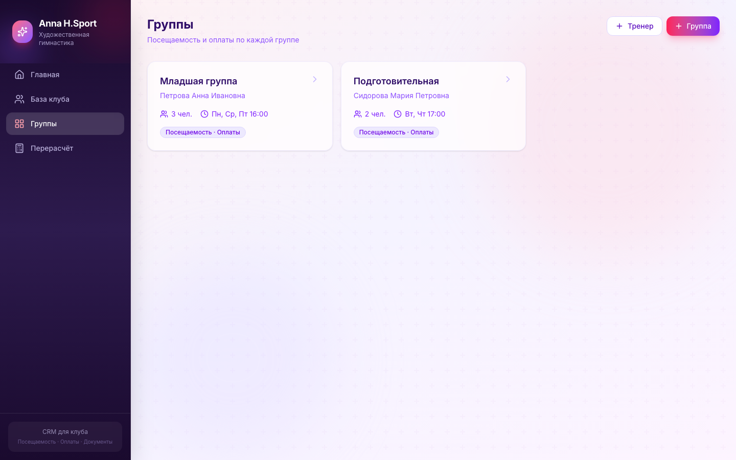 Anna H.Sport — CRM клуба художественной гимнастики — 3