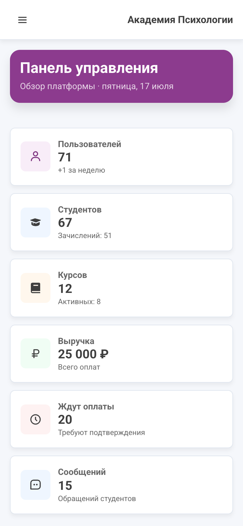 Академия психологического консультирования — ЛК и админ-панель — 8